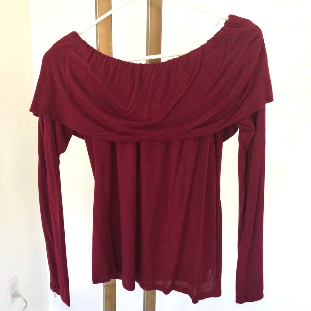 Burgundy off-shoulder top